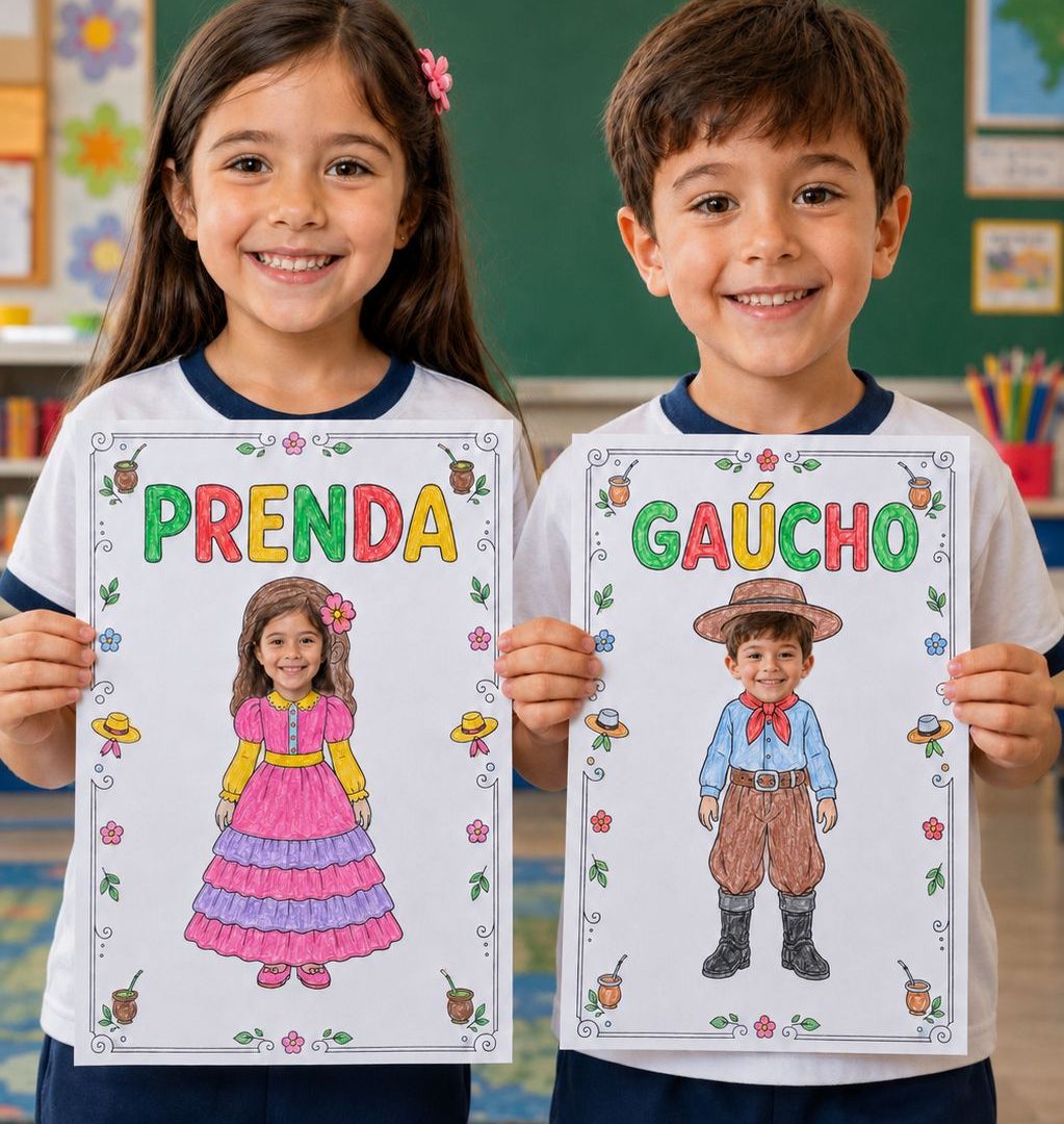 Atividade Gaúcho e Prenda Editável