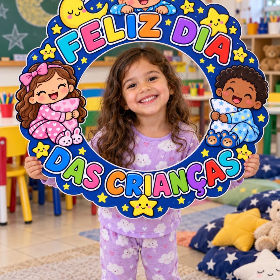 Moldura Feliz Dia das Crianças - Pijama
