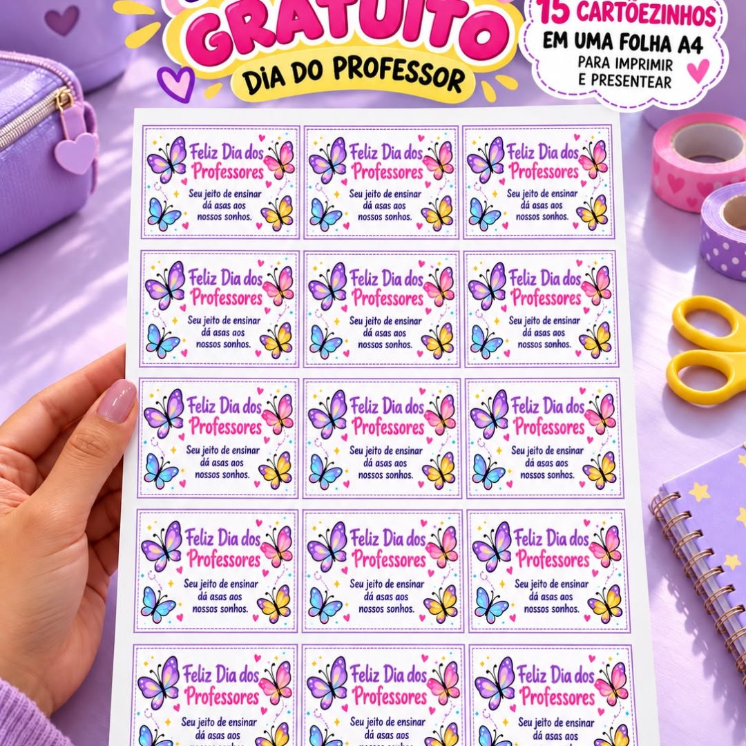 Cartão Dia do Professor -Gratuito