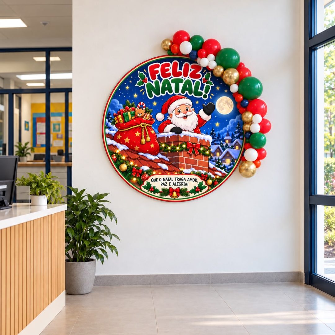 Painel Natal- Papai Noel Chaminé